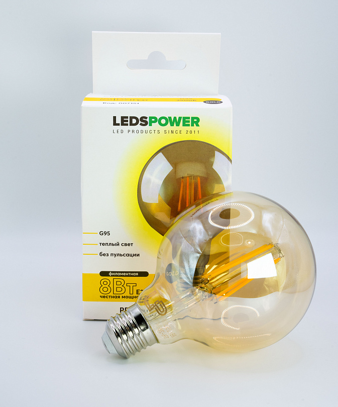 Изображение галлереи товара - Светодиодная лампа Filament GOLD G95 E27 8Вт / 3